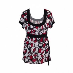 Dynamite 3 X Low Scoop Neck Print Polyester Spandex Blend Blouse